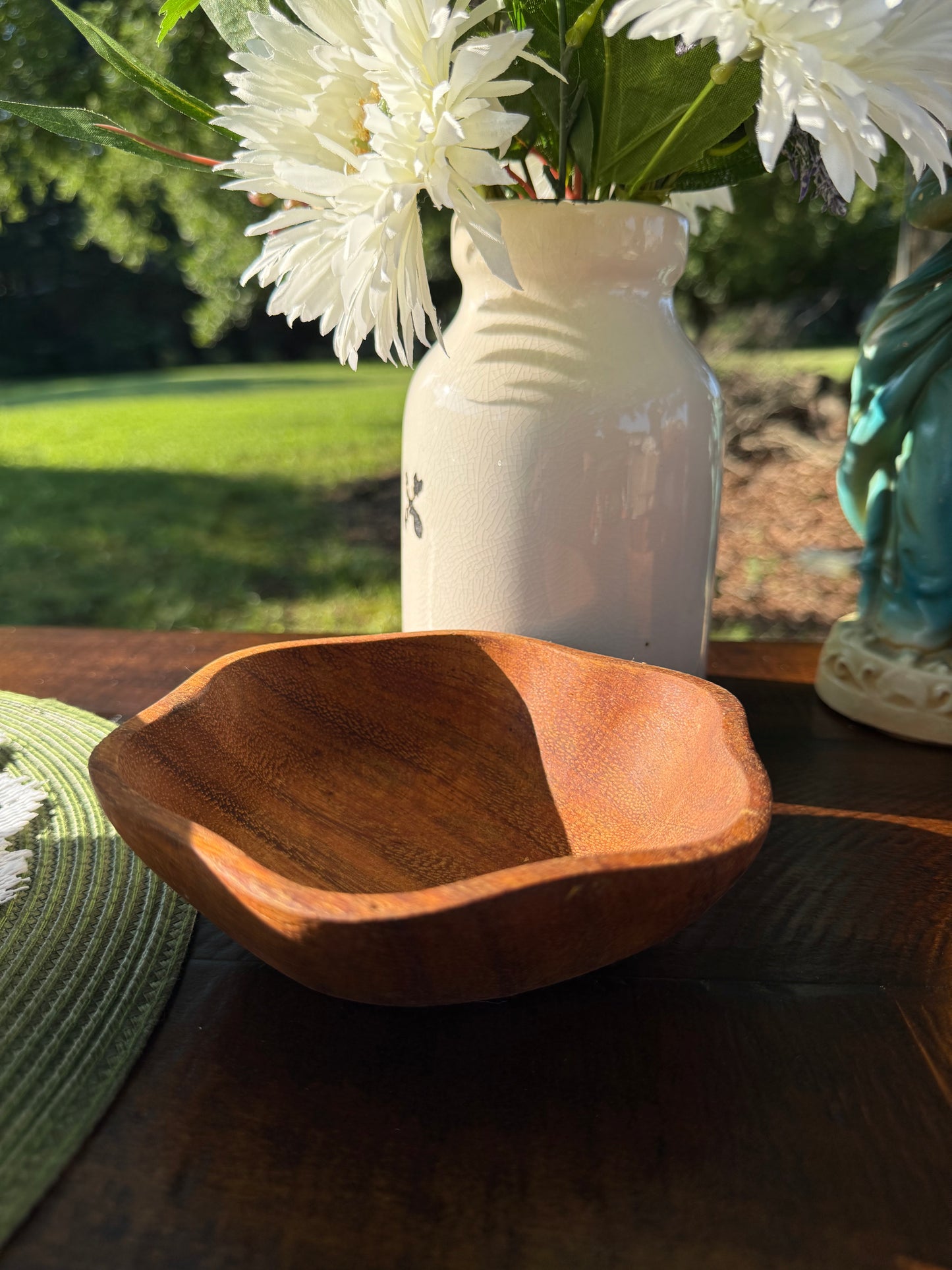 Set of 2 Small Wavy Wooden Bowls