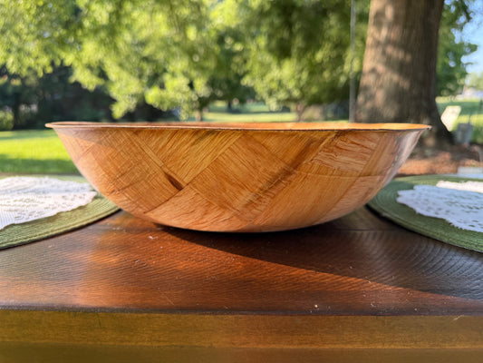 Large Light-Colored Wooden Bowl