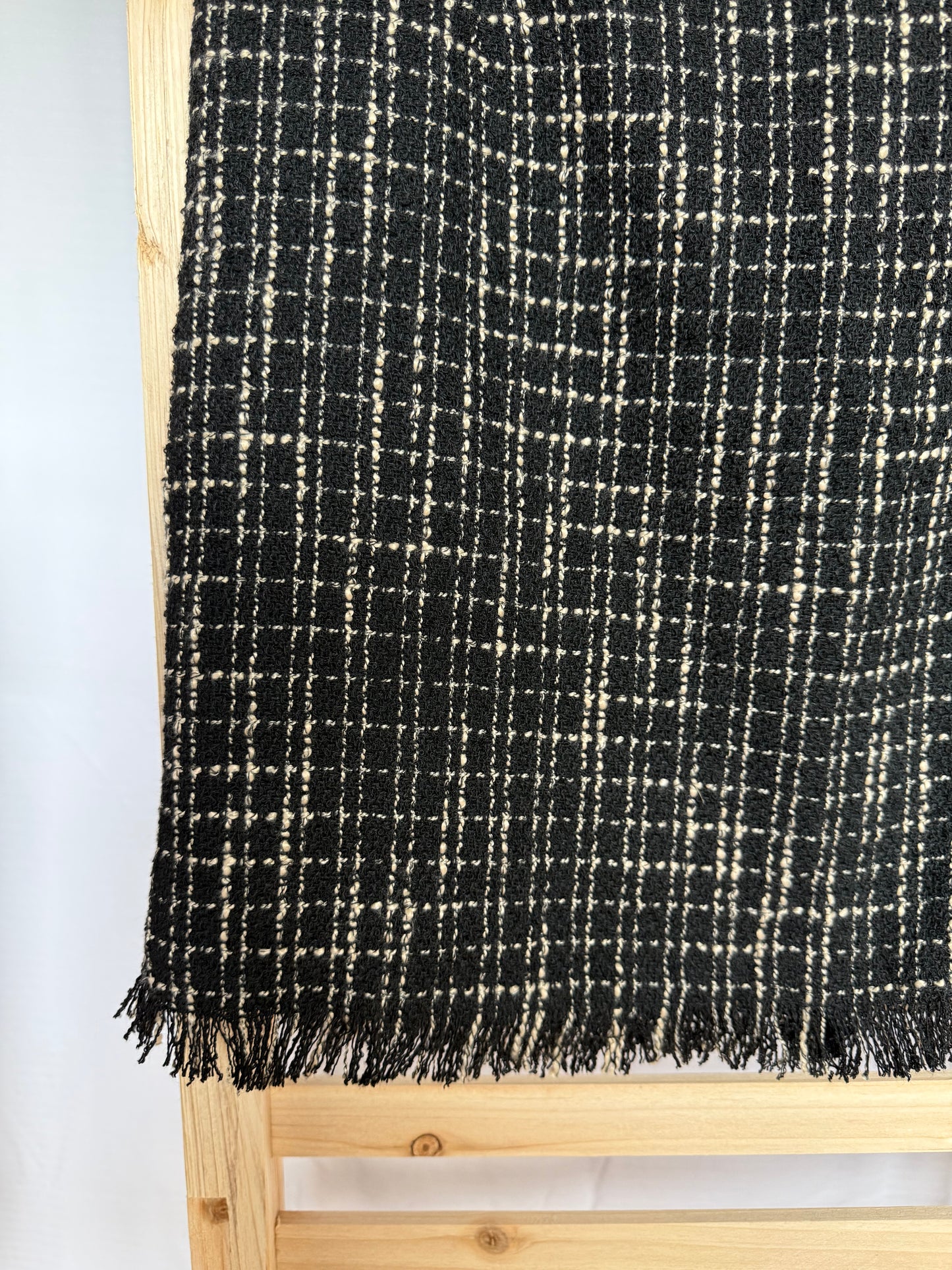 Christian Siriano Black Plaid Skirt with Fringe - Size S